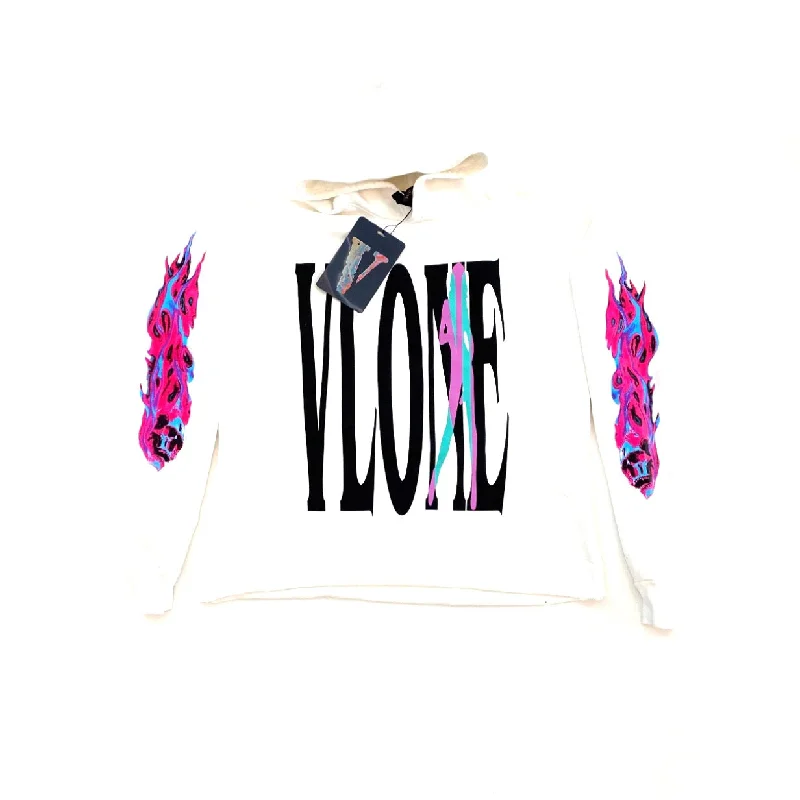 Vlone Vice City Hoodie White Pink Hoodie with Lining Warm Insulated