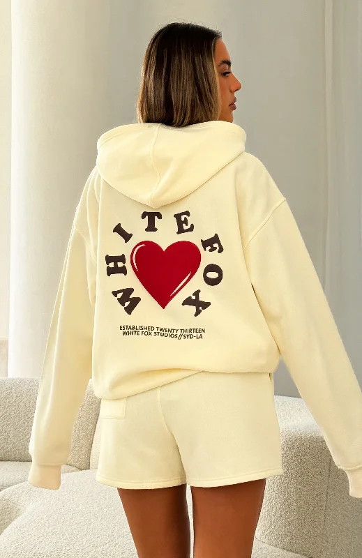 We Don't Talk Anymore Oversized Hoodie Cream Hoodie with Hem Ribbing Snug Secure