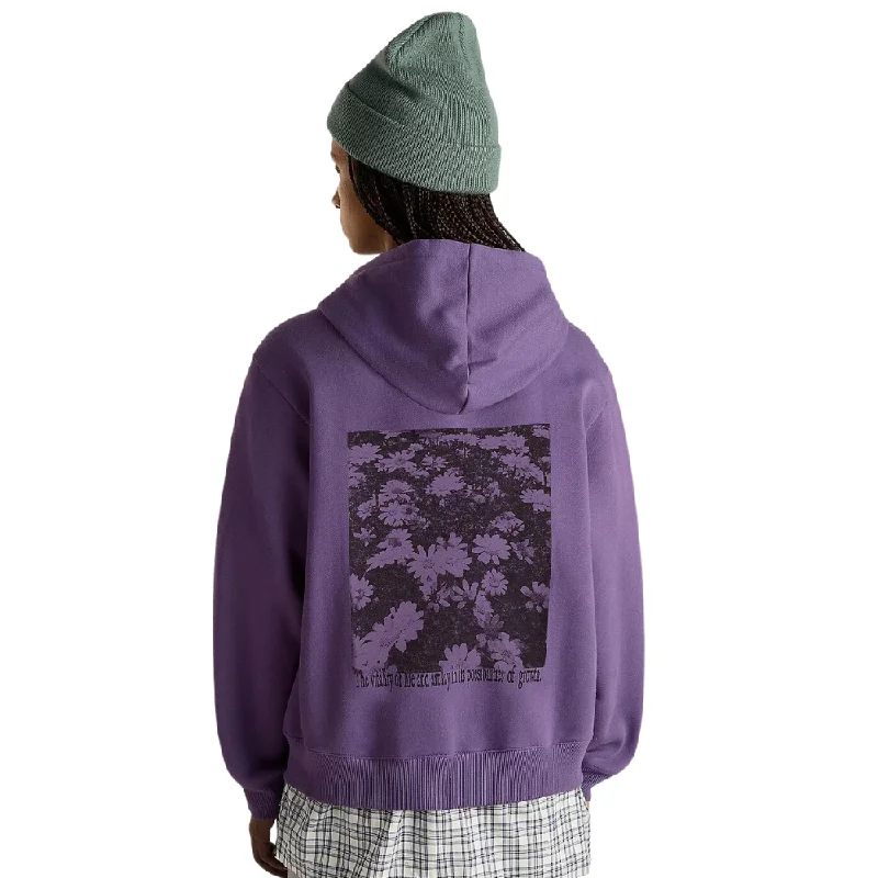 Womens Wellness Blousant Zip Hoodie Grape Jam Hoodie with Hem Embroidery Detailed Premium