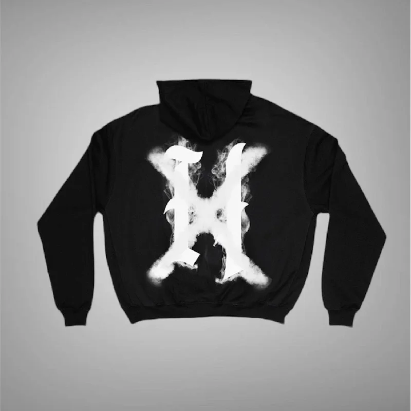 XHostile Smoke hoodie Black Hoodie with Toggle Buttons Decorative Unique