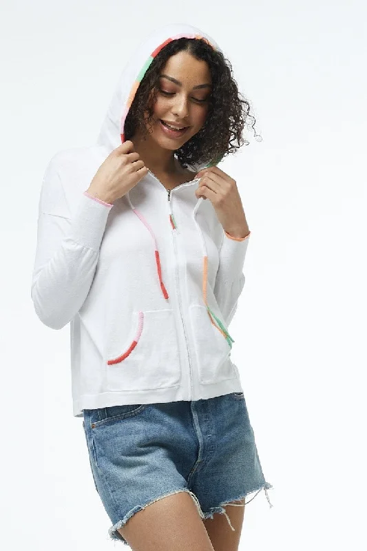 Zaket and Plover - ZP5511 Embroidered Hoodie Hoodie with Frayed Bohemian Relaxed