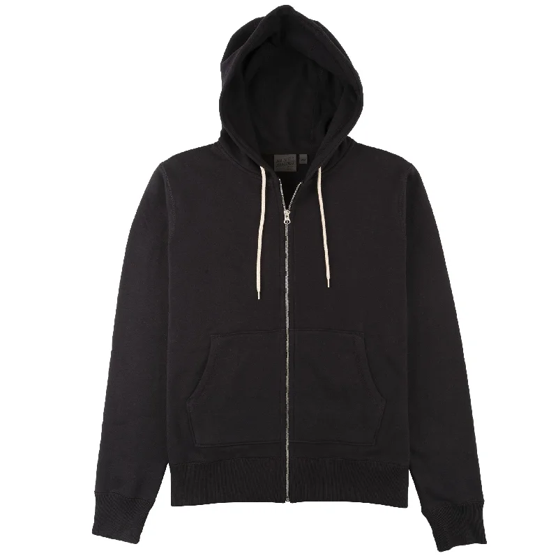 Zip Hoodie - Heavyweight Terry - Navy Hoodie with Contrast Stitching Detailed Premium