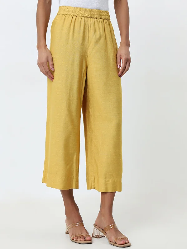 Zuba Yellow High-Rise Ethnic Pants Casual Yoga Pants