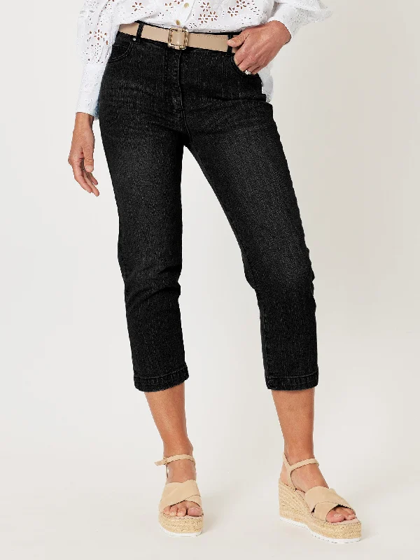 Miracle High Rise Cropped Jean - Black Comfortable Flare Leg Jeans