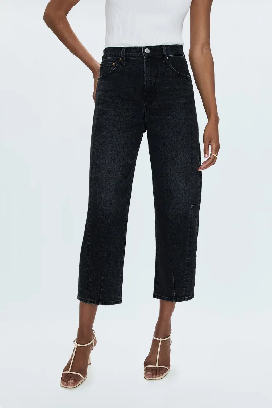 PISTOLA Eli High Rise Barrel Jean in Dark Midnight Comfortable Straight-Legged Denim