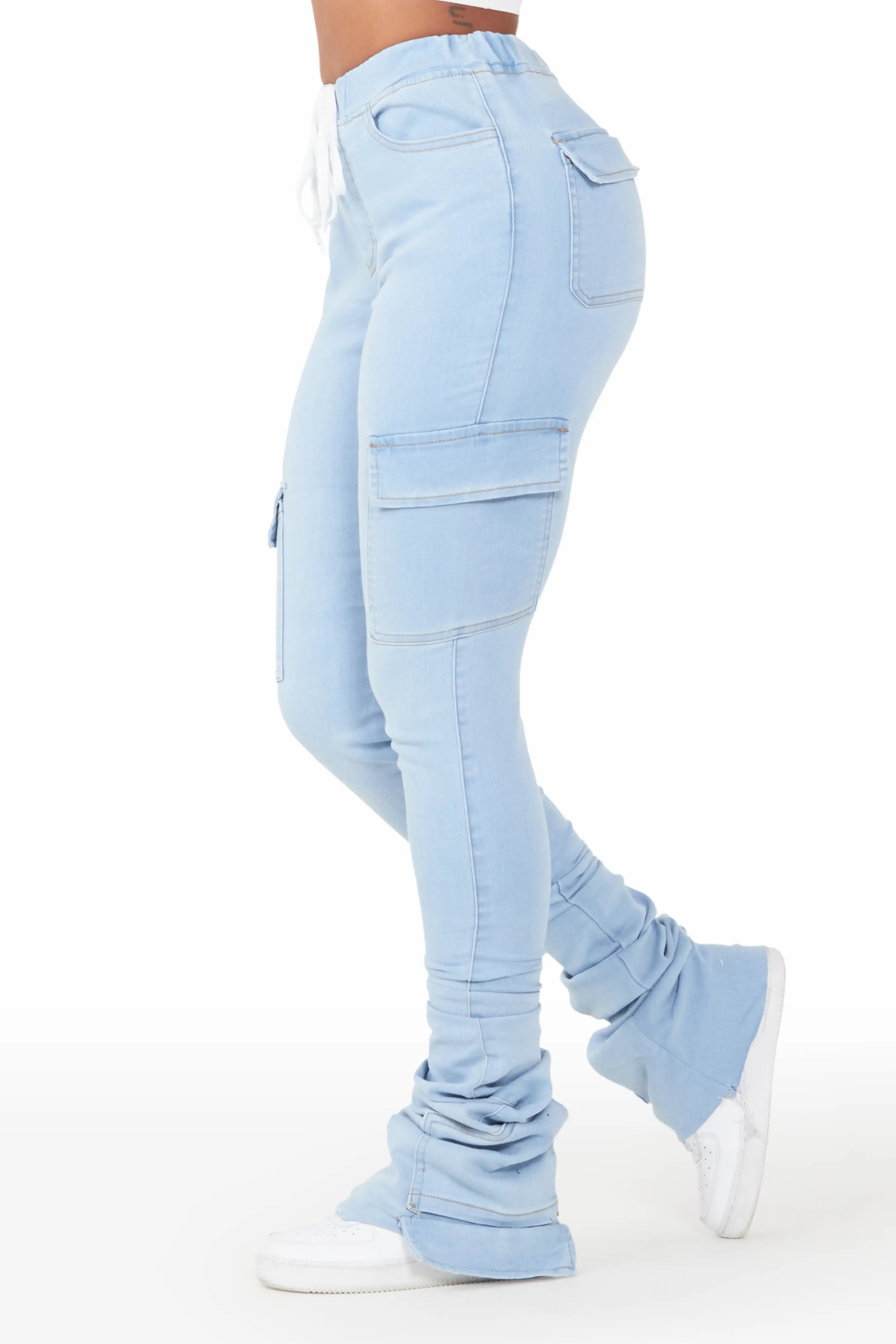 Evey Light Wash Super Stacked Jean Casual Straight-Leg Jeans