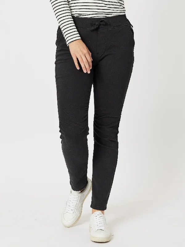 London Stretch Jogger Jean - Black Comfortable Ankle Jeans