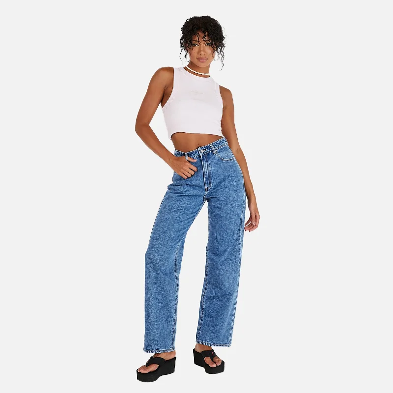 Abrand Carrie Jean Daria - Mid Vintage Blue Chic Double Waistband Jeans