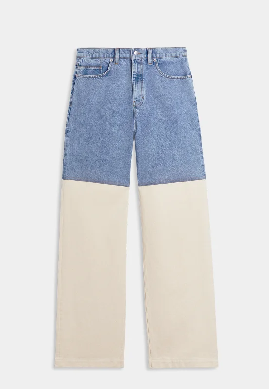 Axel Arigato Vault paneled jean Light blue /Beige Trendy Bootcut High-Waisted Jeans