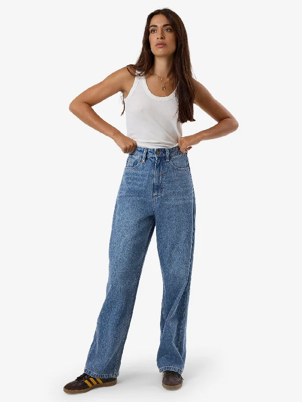 Billie Jean - Dark Dust Blue Trendy Bootcut High-Waisted Jeans