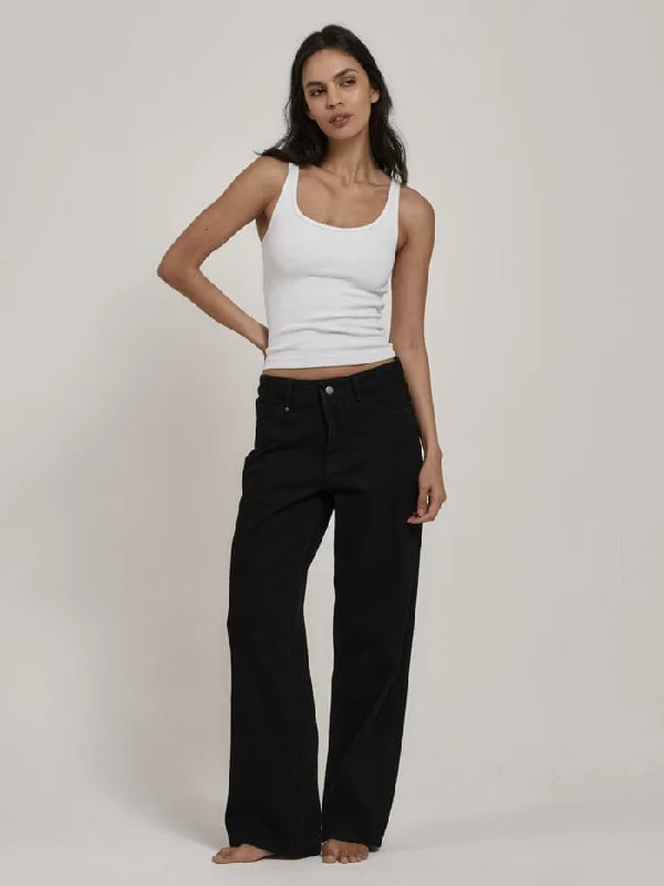 Billie Low Baggie Jean - Black Rinse Trendy Wide-Leg High-Waist Denim