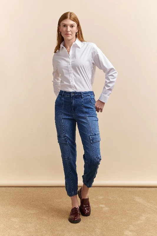 Casual Urban jean with cargo pocket Trendy Flared Leg Jeans