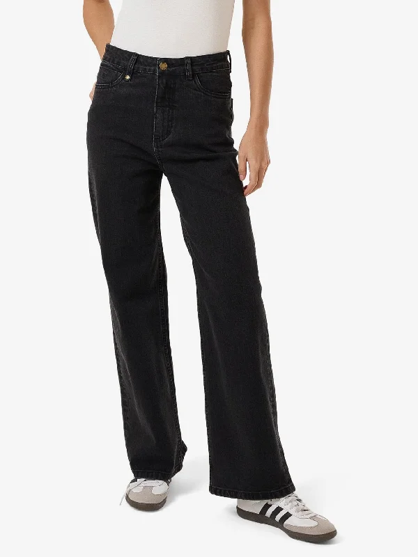 Cherry Stretch Jean - Aged Black Stylish Paperbag Waist Denim