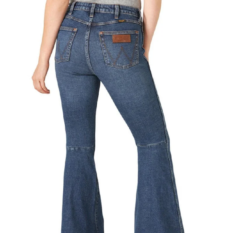 Wrangler Retro Women's High Rise Trumpet Flare Jean- Paige Trendy Wide-Leg High-Waist Denim