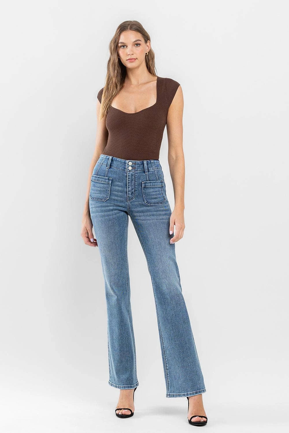 Flying High Rise Front Pocket Jean Comfortable Faded High-Rise Jeans