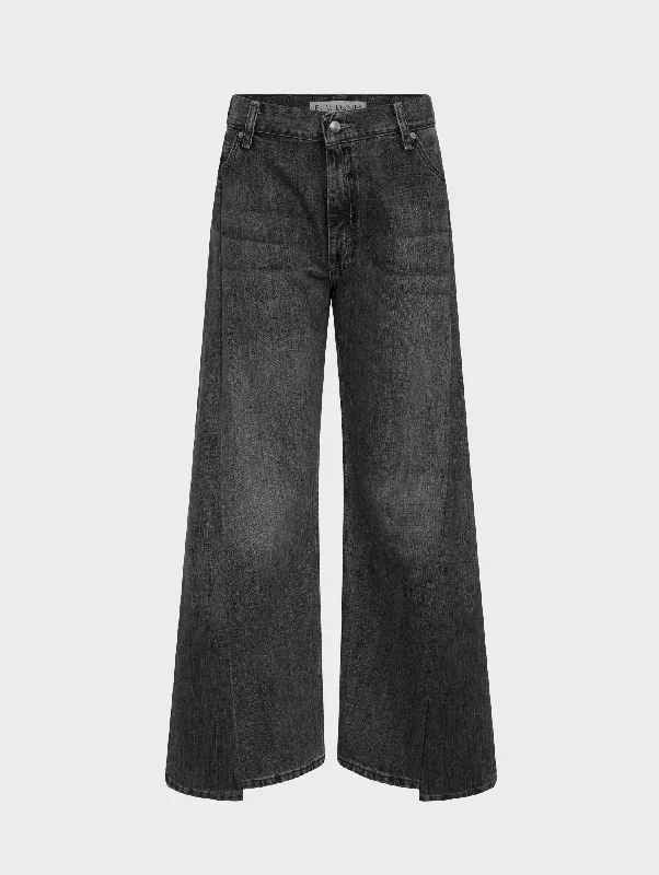 Freya Wide Leg Jean Charcoal Grey Fashionable Bootcut Jeans