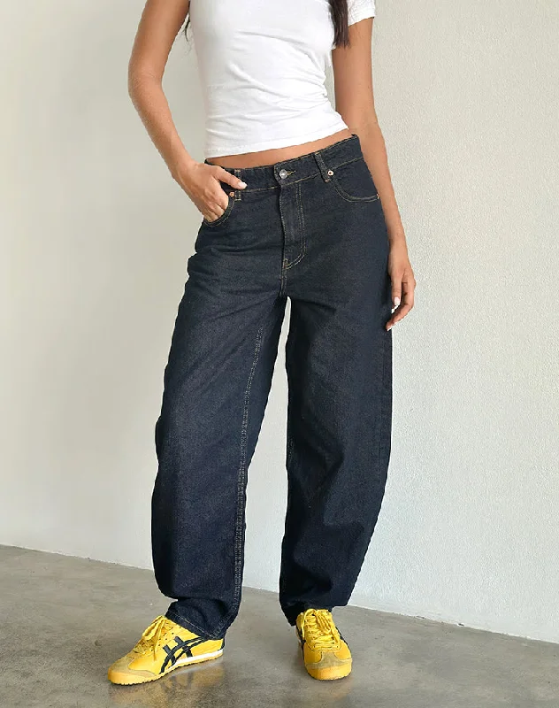 High Rise Barrel Jean in Indigo Comfortable Zip-Up Skinny Jeans