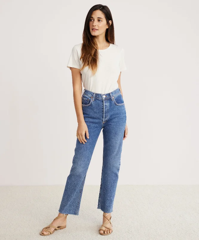 Riley Crop Jean Fashionable Raw Edge Jeans