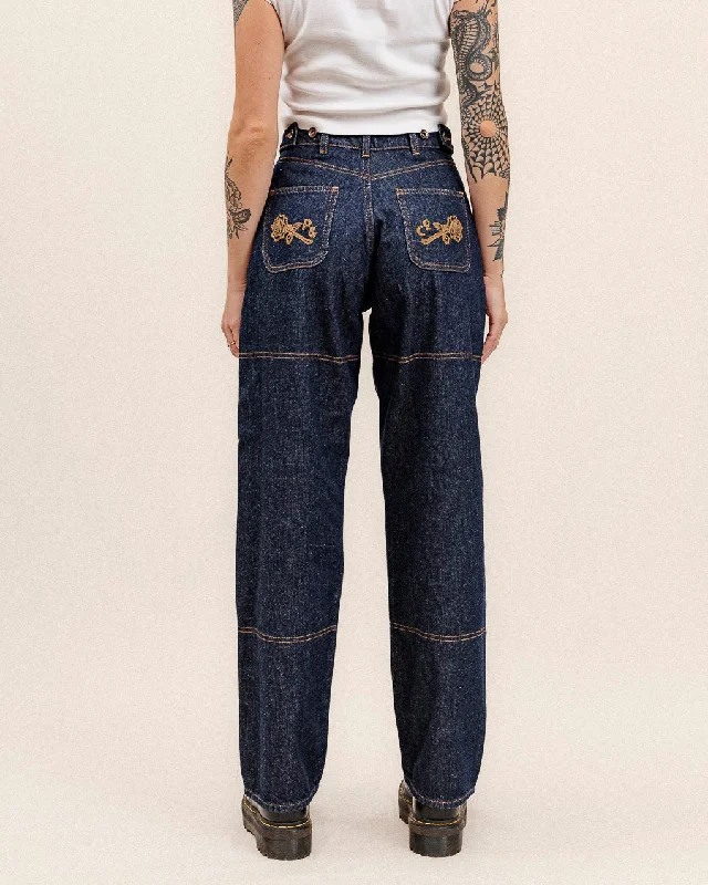 Rosa High Waisted Jean - Indigo Denim Fashionable Raw Edge Jeans