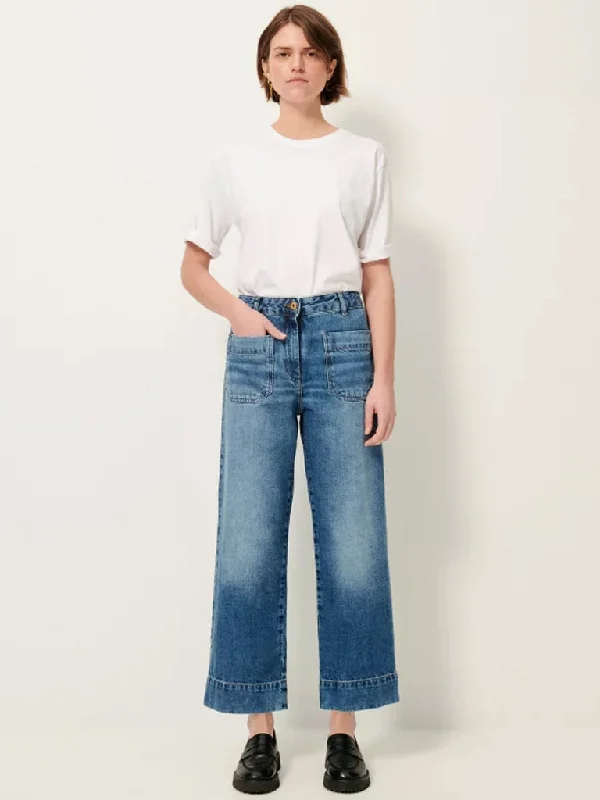 Sessun Seakey Jean in Vintage Blue Fashionable Raw Edge Jeans