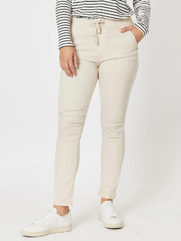 London Stretch Jogger Jean - Natural Casual Distressed Skinny Jeans