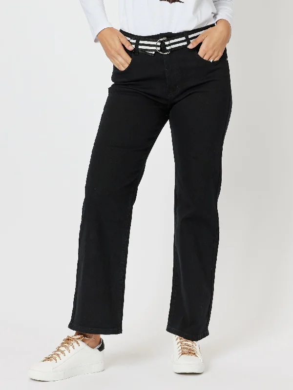 Vicki High Rise Bootcut Jean - Black Stylish Slim Fit Denim