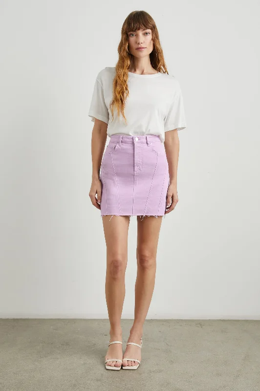 BRENTWOOD SKIRT - LILAC RAW HEM patchwork skirt art