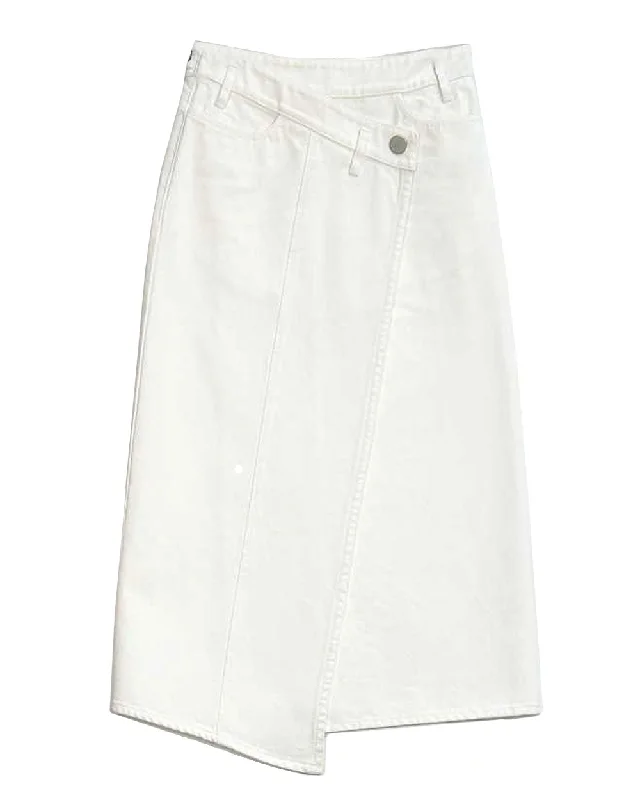 White Sadiq Denim Skirt corduroy skirt textured