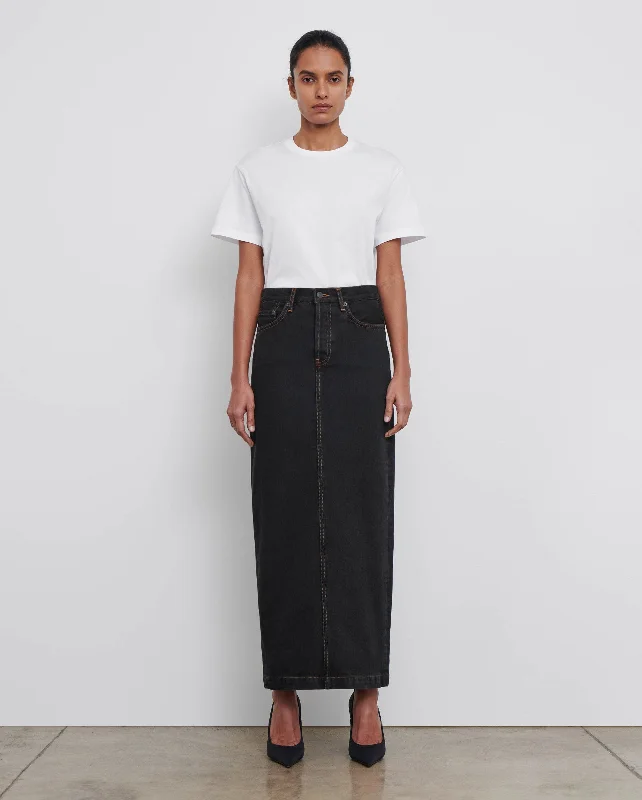 DENIM COLUMN SKIRT / BLACK velvet skirt sumptuous