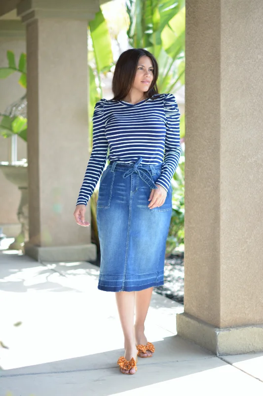 Earlene Denim Skirt wool skirt breathable