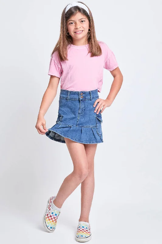 YMI | Girls Cargo Pleated Denim Skirt denim skirt fashionable