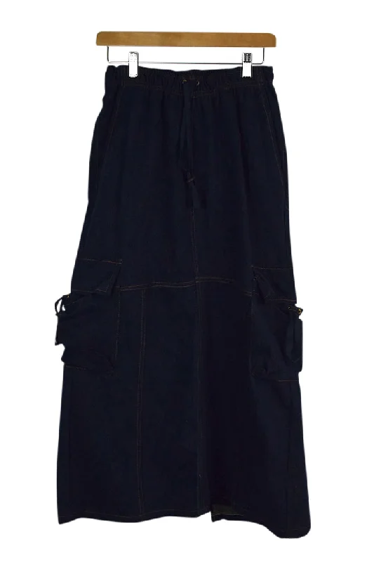 Reworked Denim Cargo Skirt wrap skirt elegant