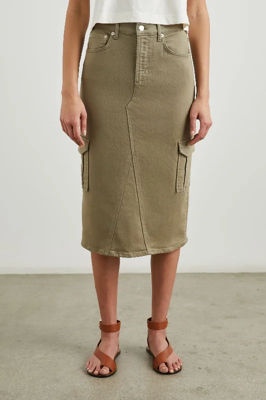 HIGHLAND CARGO SKIRT - WASHED OLIVE denim skirt classic