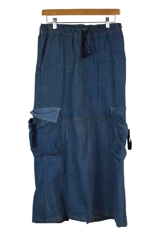 Reworked Denim Cargo Skirt high slit skirt