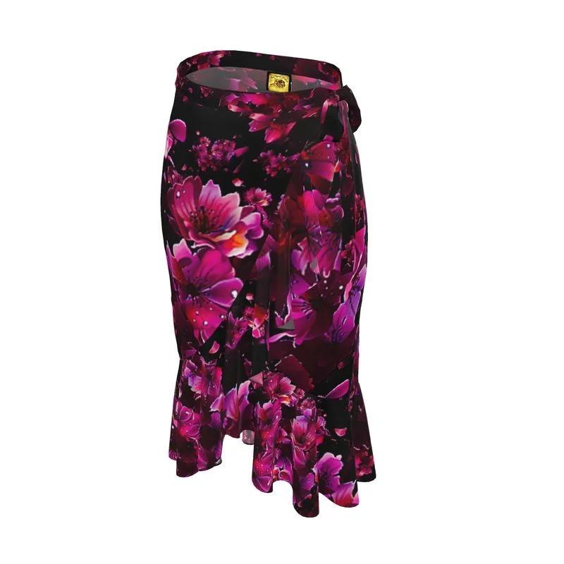 TRP Floral Print 02 Designer Flounce Wrap Midi Skirt corduroy skirt cozy