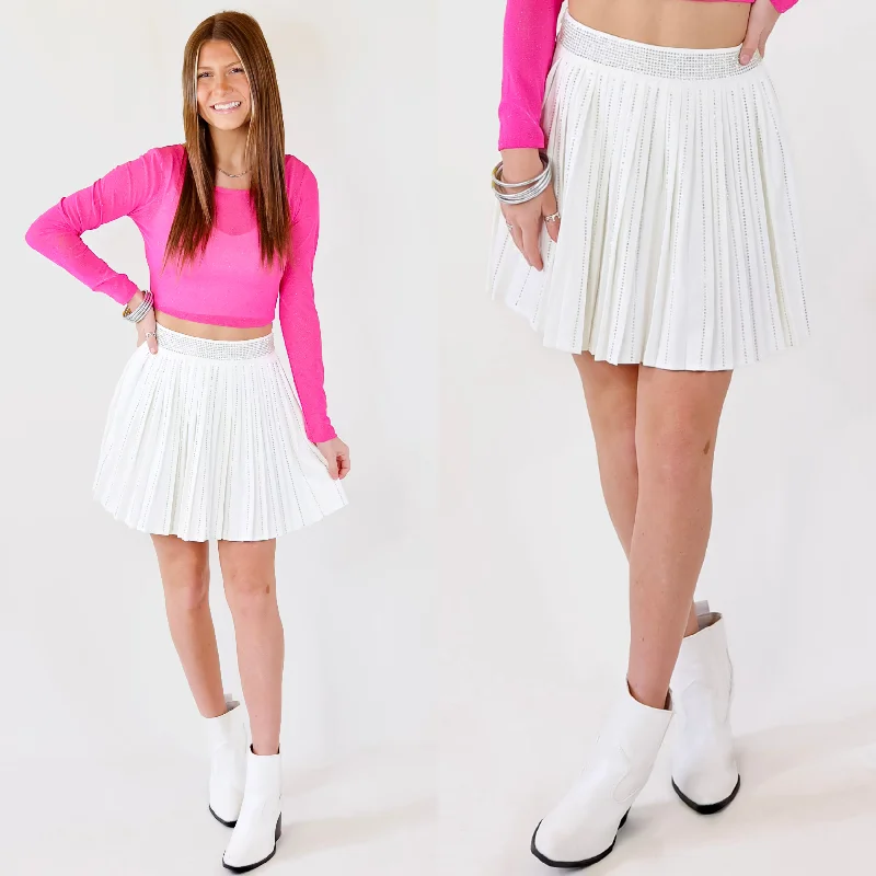 Midnight Dancing Crystal  Skirt in Off White wool skirt thick