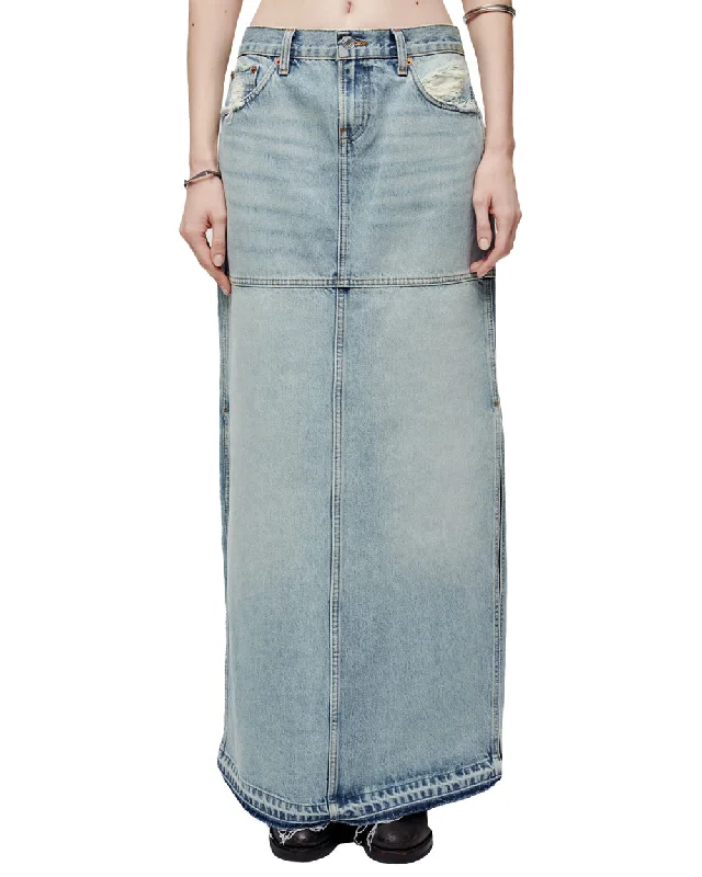 Mid Rise Denim Split Skirt in Rip Tide summer skirt style